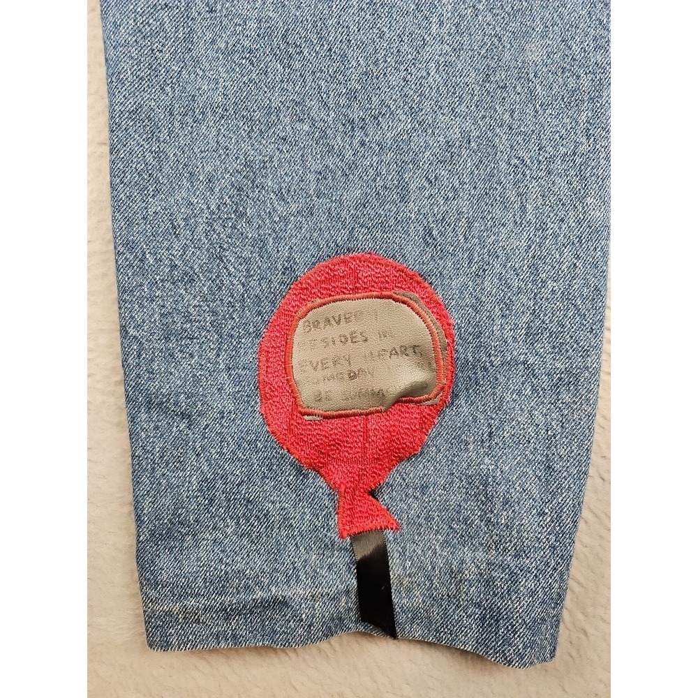 Vintage Sasson Denim Overalls Women's Medium Blue Custom Patches Cropped BOHO - Picture 11 of 13